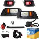 Golf Cart Light Kit for EZGO TXT Gas & Electric 1996-2013, 12V Street Legal Full Headlight Tail Light Kit with Turn Signal Switch, Horn Button, Hazard Flasher and Brake Pad