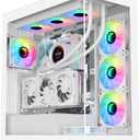 SAMA NEVIEW 4503 Mid Tower PC Case with Dual Tempered Glass Panels, 4120mm ARGB Fans Pre-Installed, High Airflow ATX PC Case for Case PC Gaming, USB 3.02, Type-C Port, Supports Top 360mm AIO  White