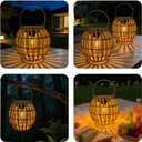 Solar Outdoor Lanterns, Hanging Rattan Lantern Handwoven Garden Lights Solar lamp Waterproof for Outside, Idea for Yard Gazebo Patio Pergola Pathway Front Porch Decor, 2 Pack