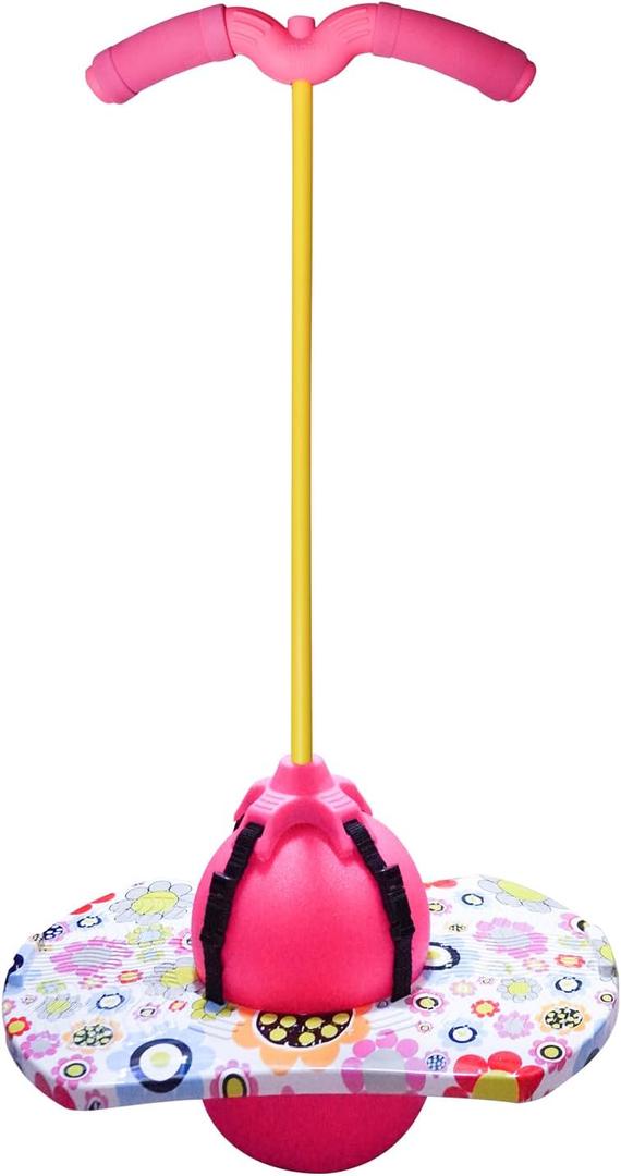 Willingfun Pogo Ball with Handle, Pogo Stick Pogo Jumper for Kids Ages 6 & Up, Great Gifts for Boys and Girls, with Pump and Strong Grip Deck (Pink)