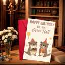 10 x Romantic Birthday Card  Cute Otter Couple Greeting Card with Envelope for Boyfriend, Girlfriend, Husband, or Wife (SR06)