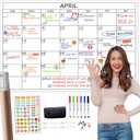 Large Dry Erase Wall Calendar - 24"x 36" Undated Monthly Calendar for Home, Office, Classroom - Reusable Laminated Task Organizer