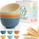 Homienly Wheat Straw Bowls Unbreakable Cereal Bowls for Kitchen, Camping, RV, Plastic Bowls Set of 6 Microwave and Dishwasher Safe Breakfast Bowl (26oz, Multi)