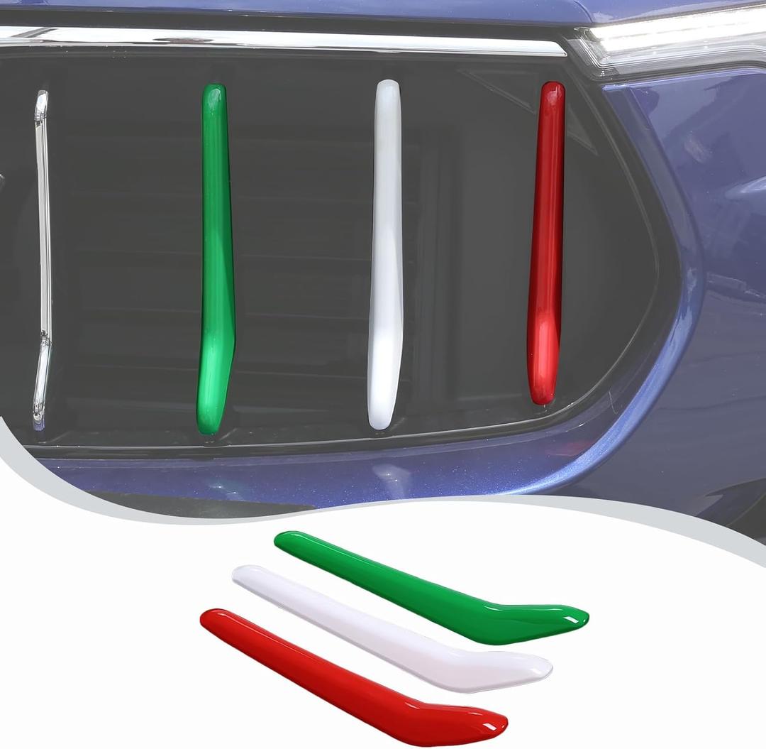 LLKUANG Front Grill Decoration Strips Trim Compatible with Maserati Levante 2016 2017 2018 2019 2020 2021 Car Grille Insert Trims 3PCS