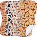 5 Pack Western Baby Burp Cloths Soft Absorbent Spit up Rags Cowboy Burp Cloths Wild West Burping rag for Boy Girl Newborn Gifts Nursery Decor, 19 x 9 Inches