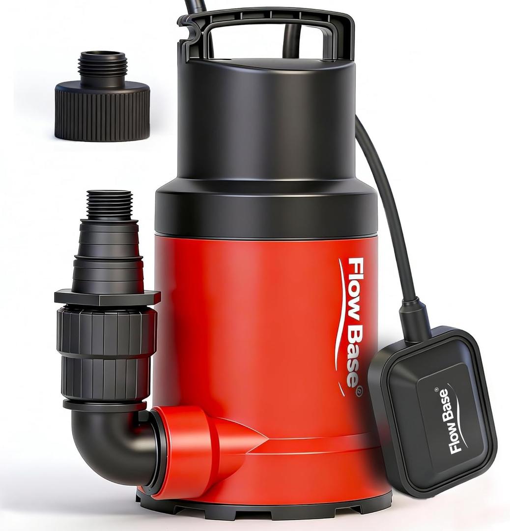 1HP 5000GPH Sump Pump - Clean/Dirty Water Portable Transfer Submersible Pump with Float Switch for Swimming Pool, Garden Pond, Basement with 10ft Power Cord,Remove Water Level Down to 0.2"