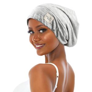 Satin Lined Bonnet for Women Hair Cover Bonnet Adjustable Night Sleeping Cap Slouchy Beanie for Long Curly Hair,Braids,Dreadlocks(Light Gray) (One Size)