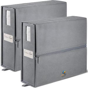 LINENMATE The Original Linen Storage Container, 2-Pack (Queen/King Size, Grey)
