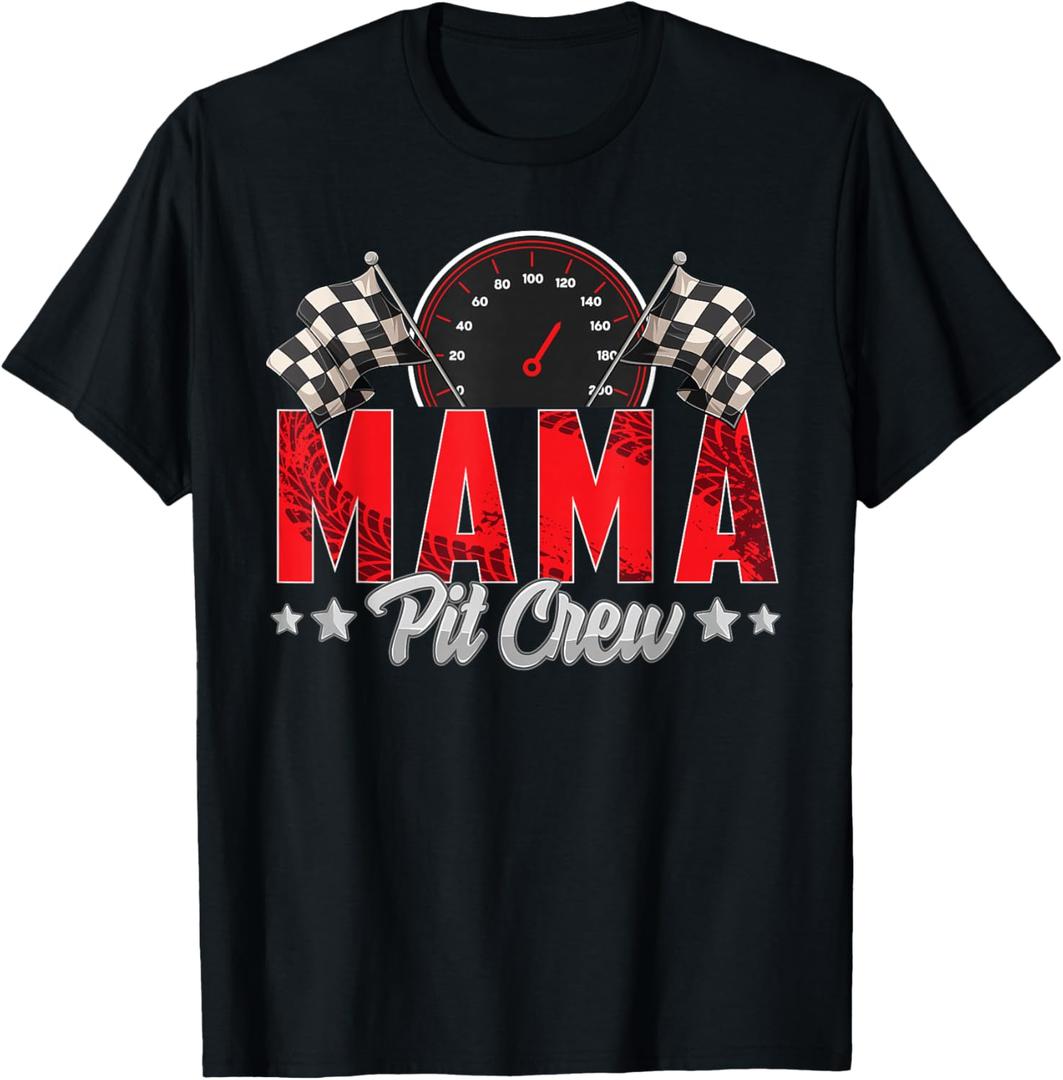 Race Car Birthday Party Racing Family Mama Pit Crew T-Shirt L