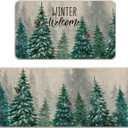 Winter Welcome Decorative Kitchen Rugs Set of 2, Farmhouse Pine Tree Cardinal Kitchen Mat Snowflakes Non-Slip Floor Mat, Christmas Decorations for Home Kitchen - 17x29 and 17x47 Inch (1'5" x 3'11" (Square))
