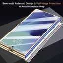 for Samsung Galaxy Z Fold 7 Case with Leather Back, Built-in Camera Kickstand, Electroplated Frame & Hinge Protection, Screen Protector, Thin & Slim Leather Stand Cover 5G 2025, Blue