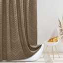 Boho Farmhouse Shower Curtain Woven Fabric Khaki Shower Curtain, 72 x 72 Tufted Chevron Textured Striped Modern Farmhouse Minimalist Shower Curtain for Bathroom