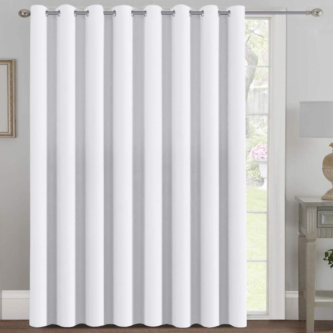 H.VERSAILTEX Patio White Curtains 100x84 Inches for Sliding Door Extral Wide Blackout Curtain Panels Thermal Insulated Room Divider - Grommet Top, 7' Tall by 8.5' Wide