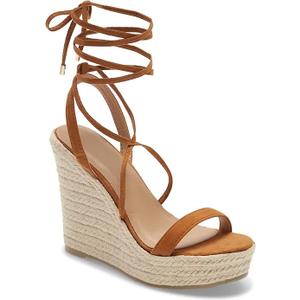 Women's Espadrille Wedges Lace Up Platform Ankle Cross Strap Slingback Summer Dress Sandals, 9.5