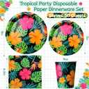 Jingmore 200 Pcs Tropical Nights Hawaiian Aloha Party Supplies Serve 50 Guests Luau Paper Plates Cups Napkins for Summer Beach Tableware Pool Party