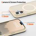 vnnink for iPhone 16 Case,Magnetic Matte Military Grade Drop Protection Translucent Cell Phone Cover - Slim Rugged Durable Shockproof Bumper Cover-Antique White