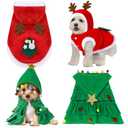 JaGely 2 Pcs Dog Cat Christmas Outfit Costume, Xmas Tree Pet Cloak and Reindeer Elk Clothes, Dog Cat Cloak Puppy Clothes Kitten Cape for Puppy Kitten Pet Santa Gifts(Medium)