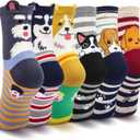 5-6 Pairs Womens Socks Cute Cat Funny Novelty Animal Print Crew Cotton Socks for Women Girls Gifts