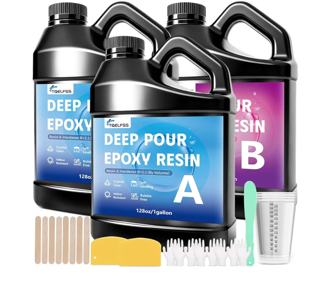 Deep Pour Epoxy Resin 3 Gal, 2:1 Epoxy Kit for 2-4 Inches Deepth Pouring, Crystal Clear Self-Leveling & Bubble Free Casting Resin for Dry Flower, River Table, Countertop, Crafts