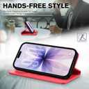 TUCCH Case Wallet for iPhone 17 (6.3") 2025, RFID Blocking, 3 Card Holders, Kickstand, PU Leather, Protective Flip Folio Cover, TPU Shockproof Interior Shell, Bright Red