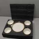 Cappuccino Cups Set of 4, 7oz Espresso Cups Set with Saucers and Spoons, Gold Trim Ceramic Coffee Tea Cups for Latte, Mocha, Au Lait, Dishwasher & Microwave Safe, Art Deco (Gold Striped/200ml)