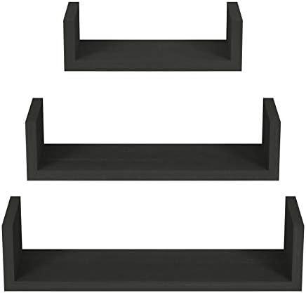 SRIWATANA Floating Shelves Wall Mounted, Solid Wood Wall Shelves, Black 