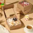 50 Pcs 6x6x2.5Inches Chocolate Strawberries Boxes Charcuterie Boxes Cake Boxes Bakery Boxes with Full Window Cookies Boxes Cakesickle Truffle Treat Box for Christmas Valentine's
