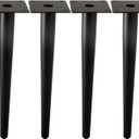 Straight Furniture Table Legs 24 Inch, Round Tapered Metal Furniture Legs Black, Modern Dresser Cabinet Sofa Support Feet Replacement, Set of 4