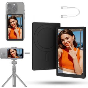 Phone Vlog Selfie Monitor - Magnetic Screen for iPhone Android, 1500mAh for Live Streaming & Recording, Compatible with iPhone/Android Case with Rear Camera