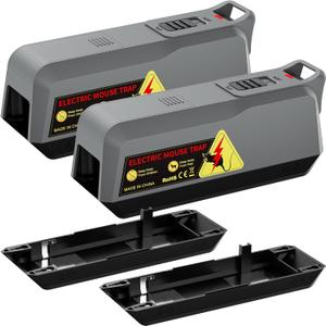 2 Pack Electric Mouse Traps Indoor for Home, Reusable No-Touch Electric Mouse Trap Zapper with Powerful Voltage Effectively Kills Mice in Living Rooms, Kitchens, Garages, and More