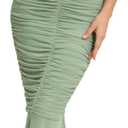 chouyatou Women's Stretchy Ruched Bodycon Cocktail Party Dress Maxi Mermaid Corset Dress Evening Gown (Large, Sage Green)