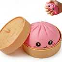 Dumpling Squishy Toy – Soft Sensory Stress Relief Fidget Toy, Slow Rising Decompression Squeeze Toy for Desk Relaxation & Everyday Stress Relief (Pink)