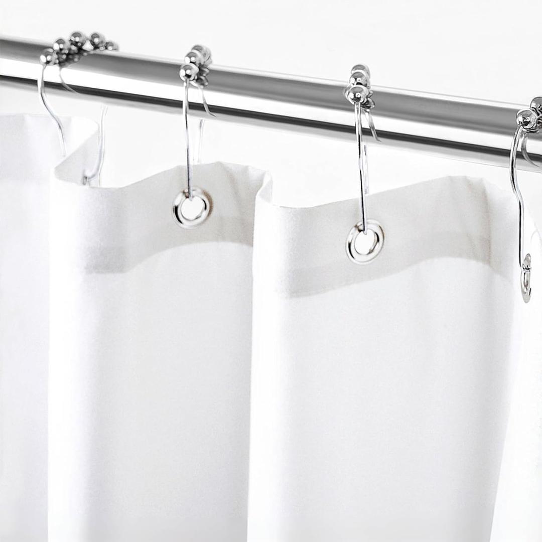 Felisa Extra Long Fabric Shower Curtain Liner with 6 Magnets,72 x 84 inch Waterproof & Hotel Quality White Shower Liner,Soft Cloth Shower Curtain,Washable Shower Curtain for Bathroom