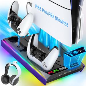 Tokluck PA5/Slim/Pro Cooling Station with Auto Turbofan & 3-Level Speed, PA 5 Vertical Stand Cooling Fan Station with Controller Charger, Accessories Base Cooler Docking Station, Purple