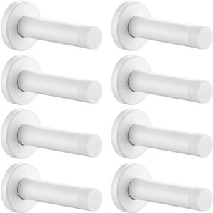 JQK Door Stopper White, 304 Stainless Steel Thicken 1mm Sound Dampening Door Stop Bumper Wall Protector 8 Pack, DSB5-WH-P8