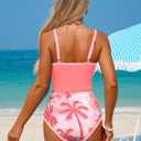 ZAFUL Tankini Swimsuit Tummy Control Bathing Suits Two Piece Swim Top with High Waisted Bottom (Pink, M)