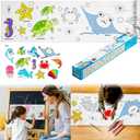 Children's Drawing RollColoring Paper Roll for Kids Gift,120 * 11.8 Inches DIY Painting Drawing Paper Roll, Sticky Drawing Paper Roll, Early Educational Toys for Kids (Ocean)