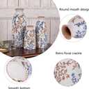 Blue & Brown Ceramic Decorative Vase Set of 3, Tuscan Rustic Pottery Vase, Farmhouse Table Pampas Grass Vases for Coffee Table Mantel Entryway Wedding Centerpiece, Vintage Floral Vases Tall 9.5in