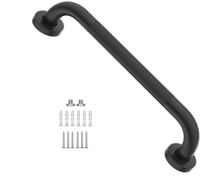16 Inch Anti Slip Shower Grab Bar Oil Rubbed Black, Munzong Bathroom Grab Bar, Knurled Bathroom Balance Bar,Safety Hand Rail Support Handicap Elderly Injury Senior Assist Bath Handle