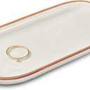 Mora Ceramic Decorative Tray - Rectangle 6.4in Dish for Jewelry, Perfume, Makeup, Accessories, Candle, in The Bathroom Vanity, Bedside, or Kitchen Counter. Cute Organizers - White (6.4" x 3.2" x 0.6")