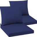 Outdoor Seat Cushion Set 19 x 19 In, Water-Resistant & Fade-Resistan, Patio Furniture Cushions with Removable Cover Deep Seat & Back Cushion with Handle and Adjustable Straps for Chair Sofa,2PC (Navy)