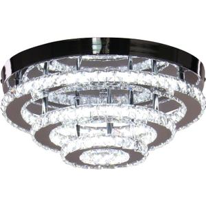 Modern Crystal Chandelier, 13.7" Round 3-Tier Rings, Integrated LED 42W, 6000K Cool White, Non-Dimmable Flush Mount Ceiling Light for Bedroom/Living Room/Hallway Modern Crystal Chandelier, 13.7" Round 3-Tier Rings, Integrated LED 42W, 6000K Cool White, Non-Dimmable Flush Mount Ceiling Light for Bedroom/Living Room/Hallway