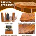 18" Premium Teak Corner Shower Bench with Shelf, Solid Teak Shower Stool, Durable Waterproof Wooden Seat for Inside Shower, Teak Wood Bench for Bathroom, Indoor & Outdoor Use