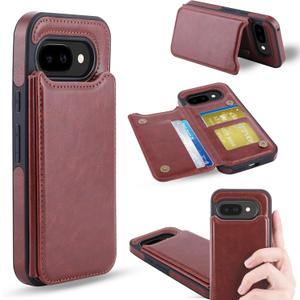 ASAPDOS for Google Pixel 9a Case with Card Holder,PU Leather Shockproof Flip Case with RFID Blocking Card Holder and Kickstand for Men Women Brown