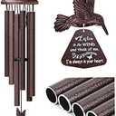 Sympathy Wind Chimes with Hummingbird Wind Spinner, Memorial Wind Chimes for Loss of Loved One Prime, Bereavement/Sympathy/Memorial Gift for Loss of Mother Father Husband Condolence Remembrance (Brown)