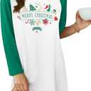 ASTANFY Women Christmas Shirt Dress Merry Christmas Long Sleeve Dress (White, XXL)