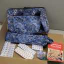 American Mahjong Game Set, 166 Quality White Tiles, 4 All-in-One Color Rack/Pushers, Mahjong Tile Set with Blue Printed Carrying Bag