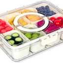 Divided Snack Serving Tray with Lid and Handle travel Snackle Box Charcuterie Container Portable Storage Organizer for Candy, Fruits, Nuts, Snacks(8 Compartments)