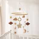 Baby Crib Mobile for Boys Girls, Gender Neutral Hand-Crocheted Mobile, Boho Nursery Mobile, Shower Set for Infant Bedroom Hanging DecorationCeiling Mobile - Moon, Stars, Clouds (Galaxy Crib Mobile)