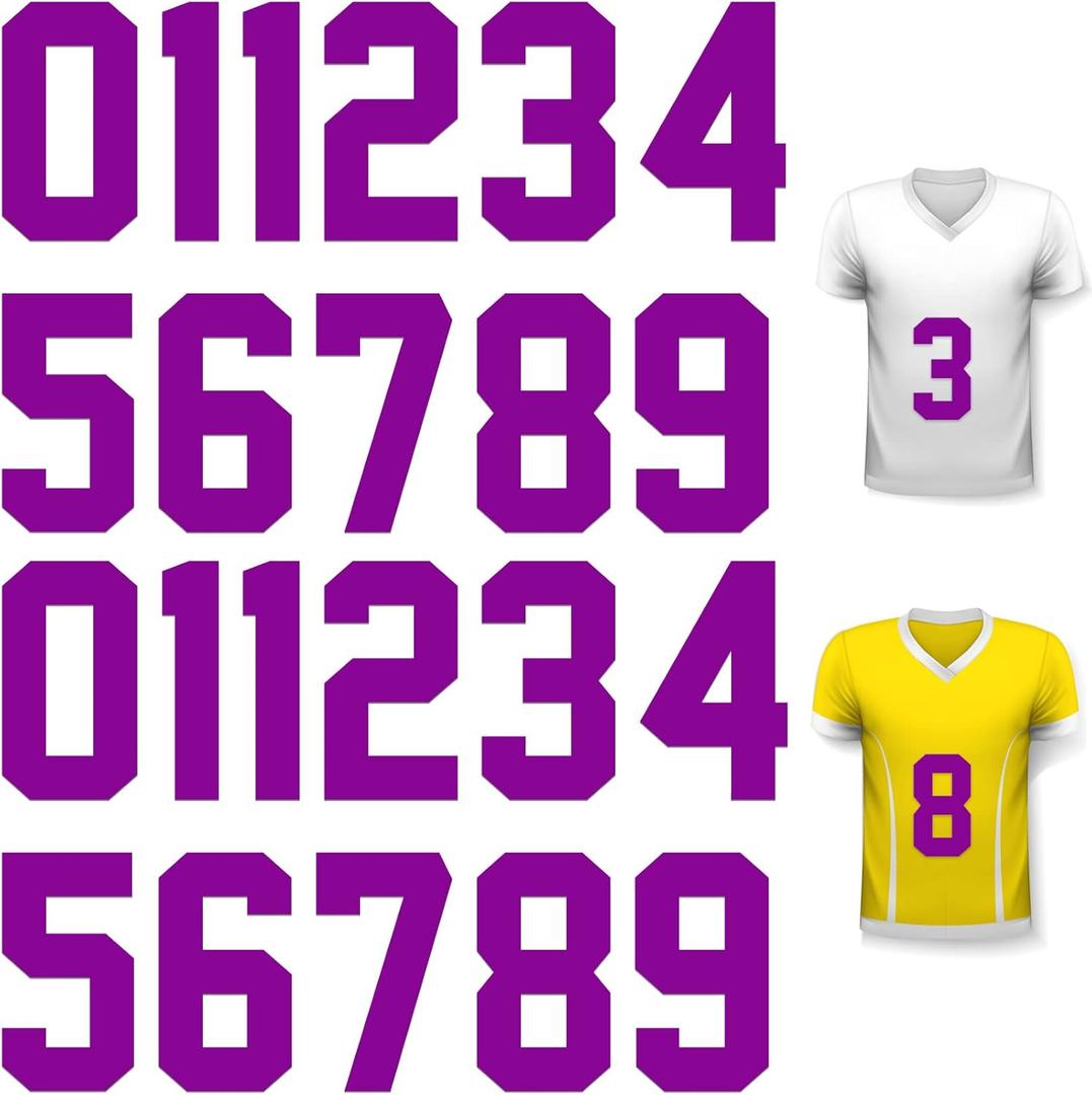 Zonon 22 Pieces Iron on Numbers T Shirt Heat Transfer 0 to 9 Jersey Numbers for Team Uniform Sports (Purple, 8 Inch)